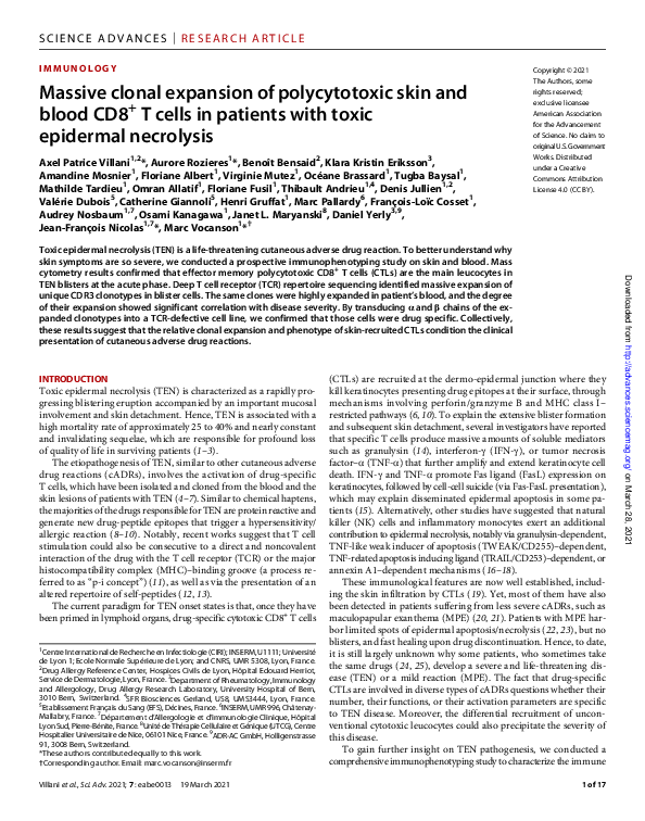 (PDF) Massive clonal expansion of polycytotoxic skin and blood CD8 + T ...