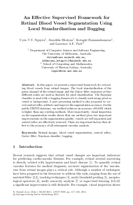 (PDF) An Effective Supervised Framework for Retinal Blood Vessel ...