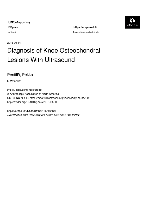 Role Of Ultrasonography In The Diagnosis Of Knee Joint Lesions – EZHSQB