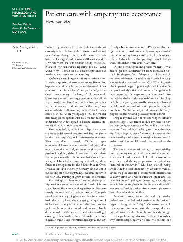(PDF) Patient care with empathy and acceptance