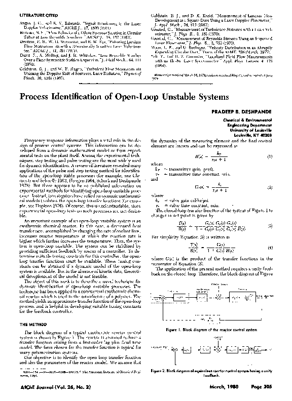 (PDF) Process identification of open-loop unstable systems