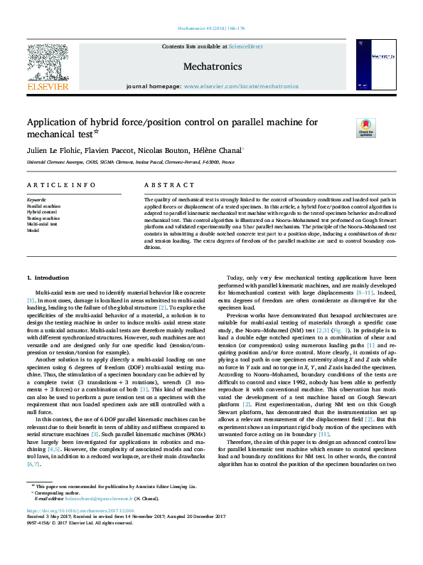 (PDF) Application of hybrid force/position control on parallel machine ...