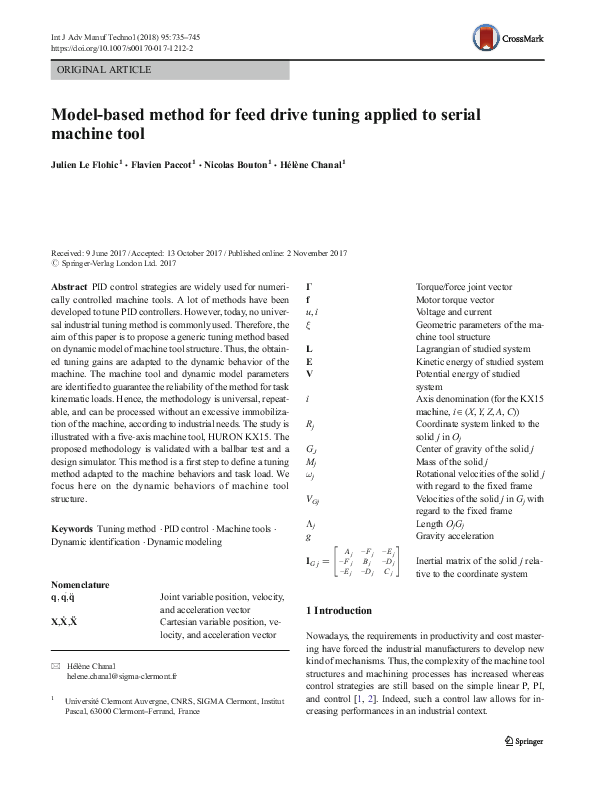 (PDF) Model-based method for feed drive tuning applied to serial ...