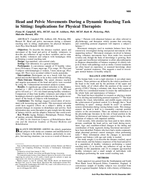 (PDF) Head and pelvic movements during a dynamic reaching task in ...