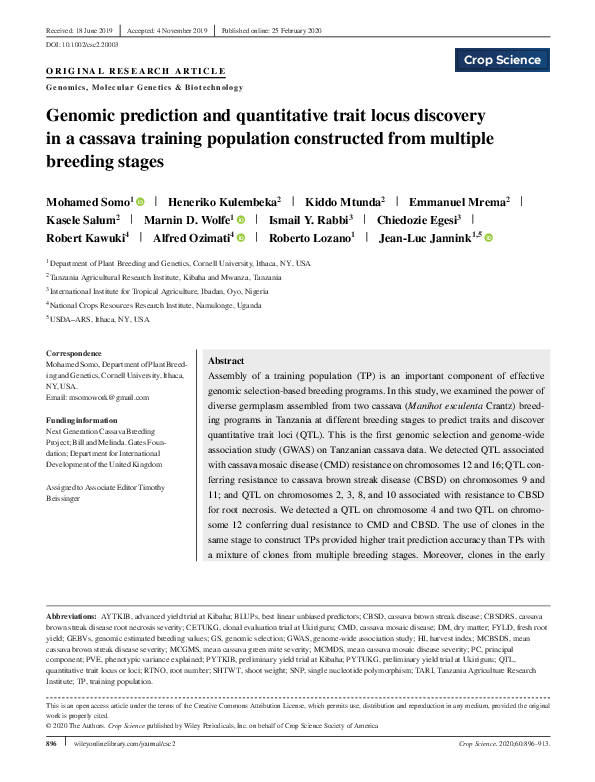 (PDF) Genomic prediction and quantitative trait locus discovery in a ...