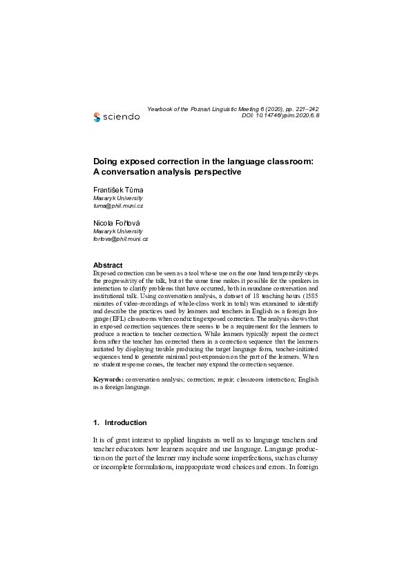 (PDF) Doing exposed correction in the language class-room: A ...