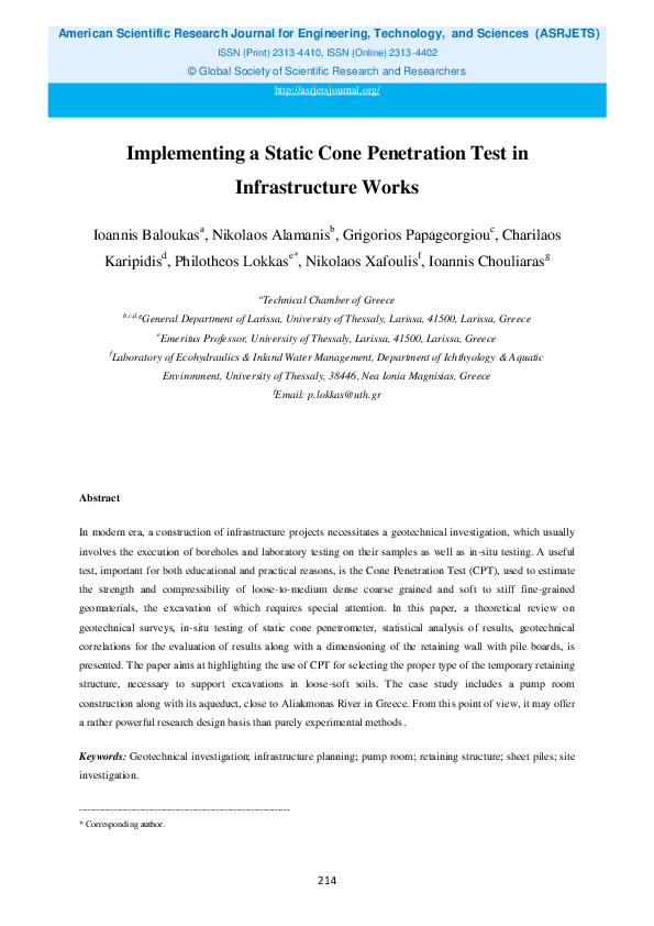 (PDF) Implementing a Static Cone Penetration Test in Infrastructure Works