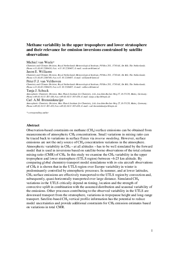 (PDF) Methane variability in the upper troposphere and lower ...