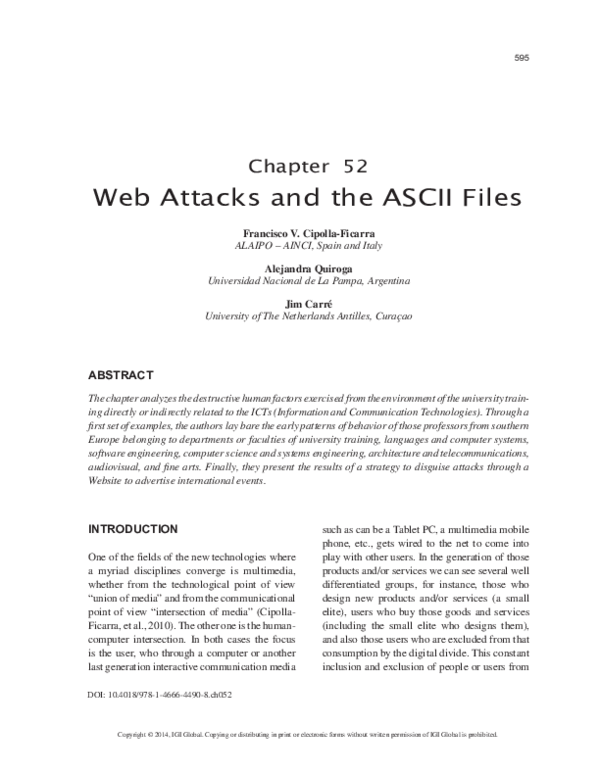 (PDF) Web Attacks and the ASCII Files