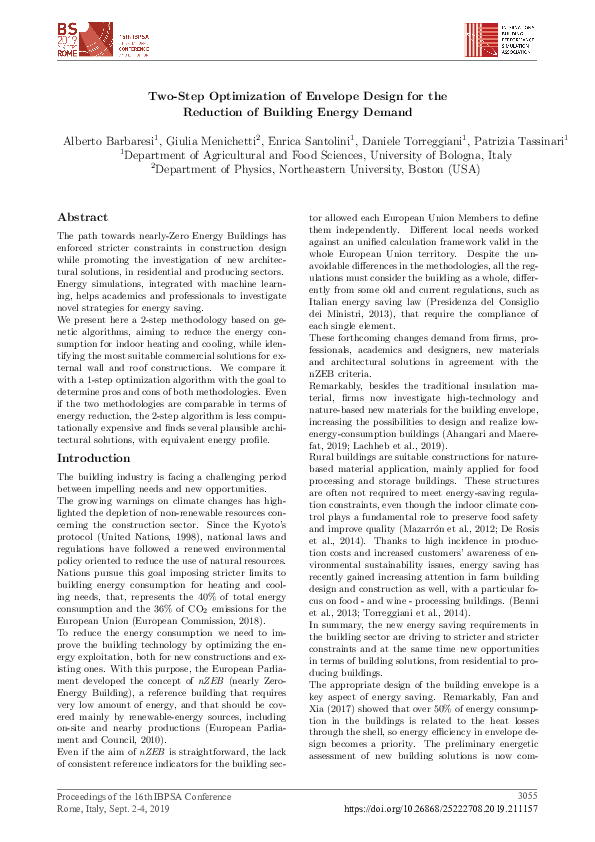 (PDF) Two-Step Optimization of Envelope Design for the Reduction of ...