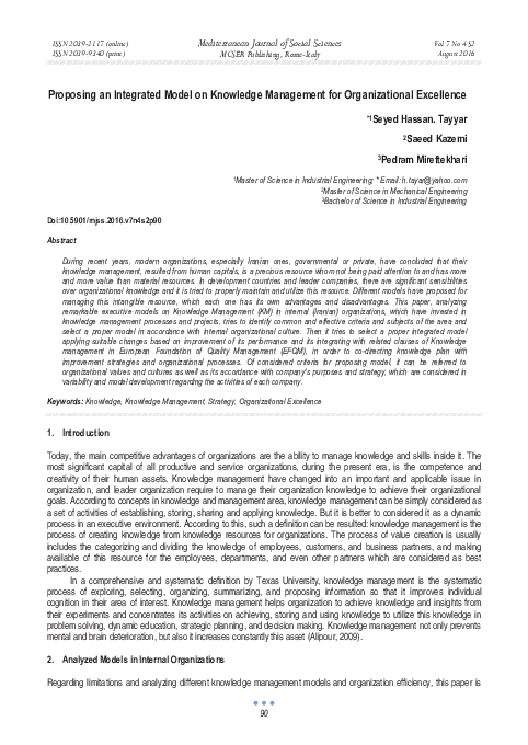 (PDF) Proposing an Integrated Model on Knowledge Management for ...