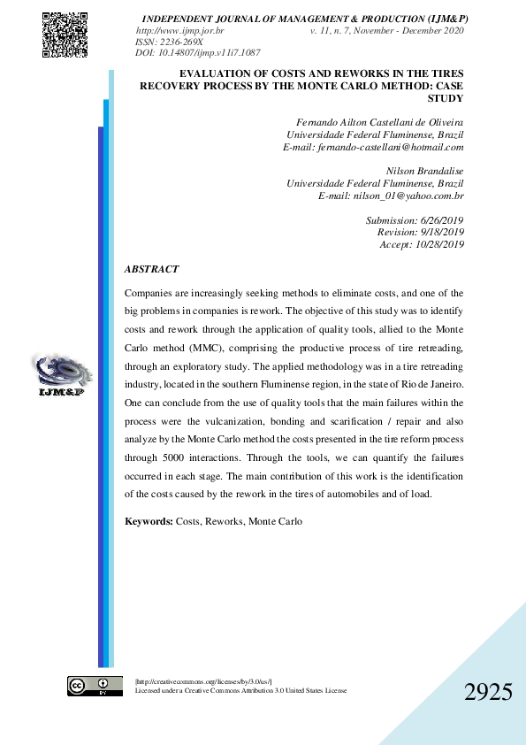 (PDF) Evaluation of costs and reworks in the tires recovery process by ...