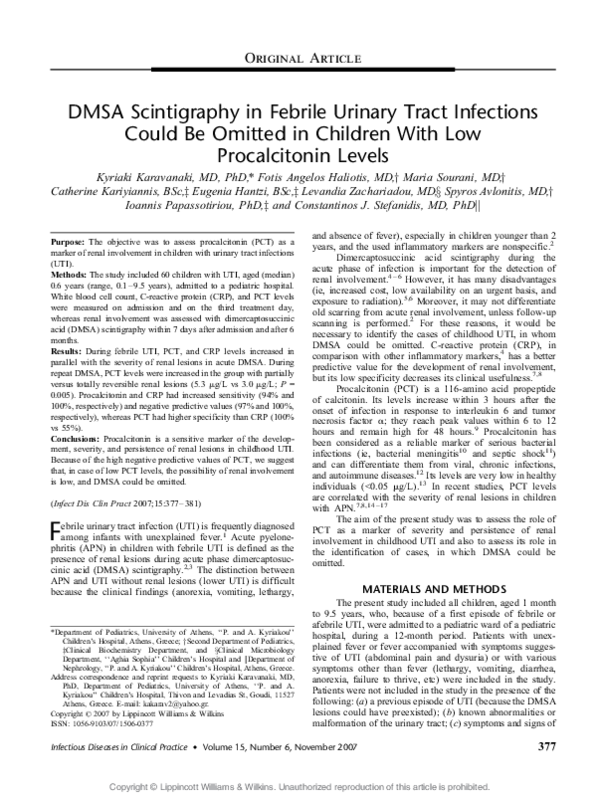 (PDF) DMSA Scintigraphy in Febrile Urinary Tract Infections Could Be ...