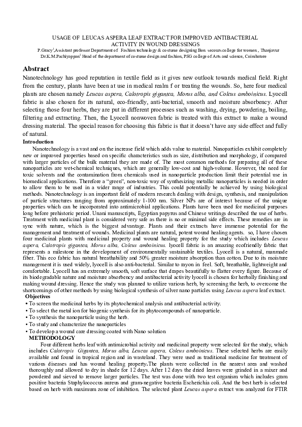 (DOC) USAGE OF LEUCAS ASPERA LEAF EXTRACT FOR IMPROVED ANTIBACTERIAL ...