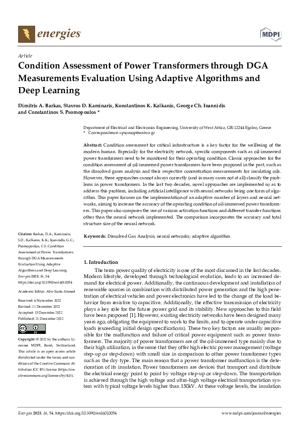 (PDF) Condition Assessment of Power Transformers through DGA ...