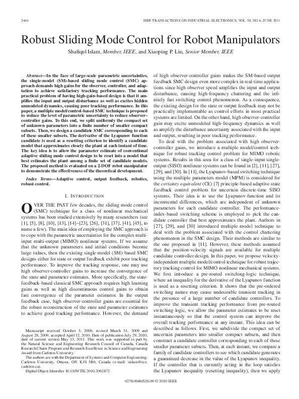 (PDF) Robust Sliding Mode Control for Robot Manipulators