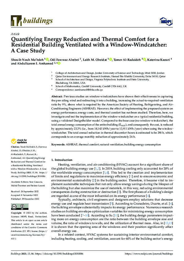 (PDF) Quantifying Energy Reduction and Thermal Comfort for a ...