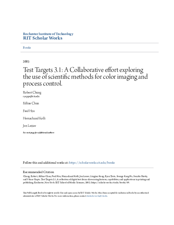 (PDF) Test Targets 3.1: A Collaborative effort exploring the use of ...