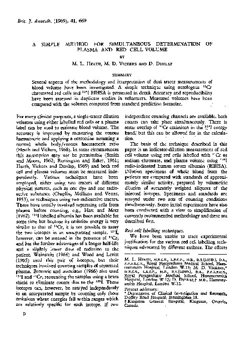 (PDF) A Simple Method for Simultaneous Determination of Plasma and Red ...
