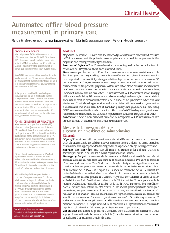 (PDF) Automated office blood pressure measurement in primary care