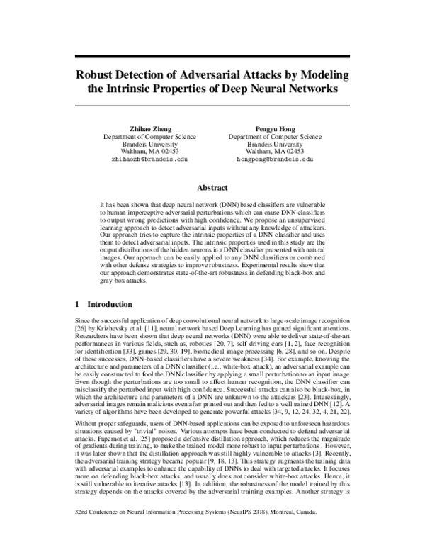 (PDF) Robust Detection of Adversarial Attacks by Modeling the Intrinsic ...