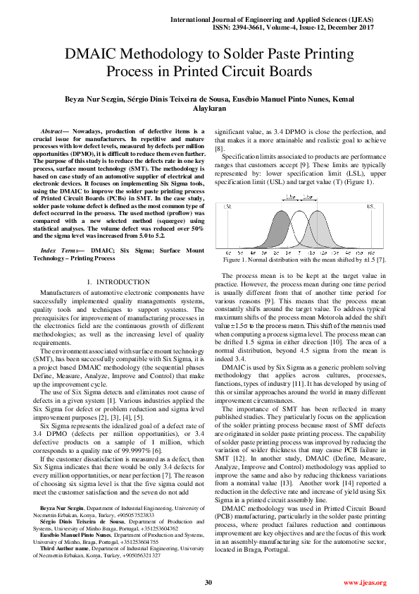 (PDF) DMAIC methodology to solder paste printing process in Printed ...