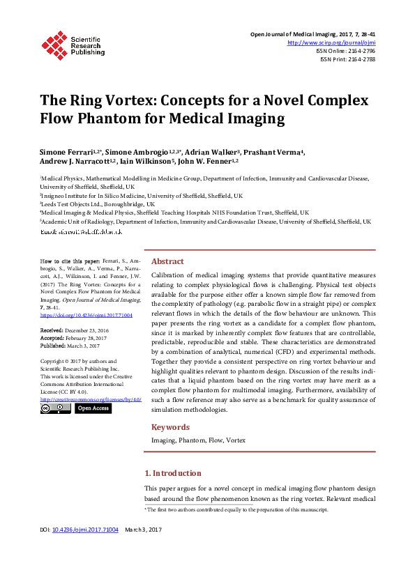 (PDF) The Ring Vortex: Concepts for a Novel Complex Flow Phantom for ...