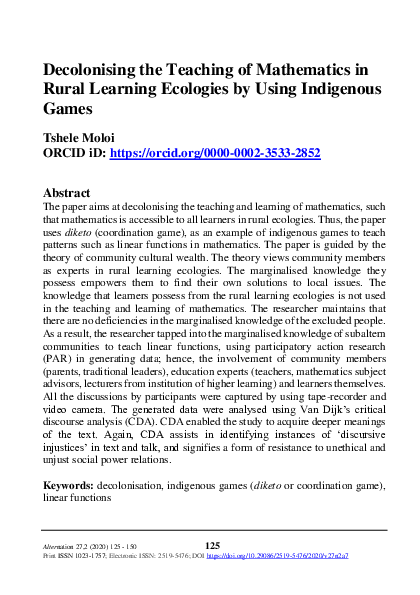 (PDF) Decolonising the Teaching of Mathematics in Rural Learning ...