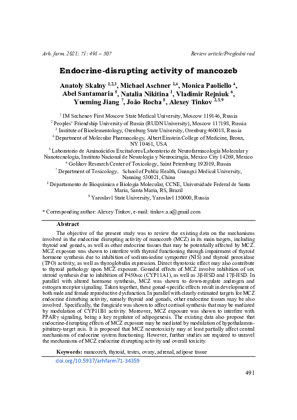 Endocrine-disrupting activity of mancozeb