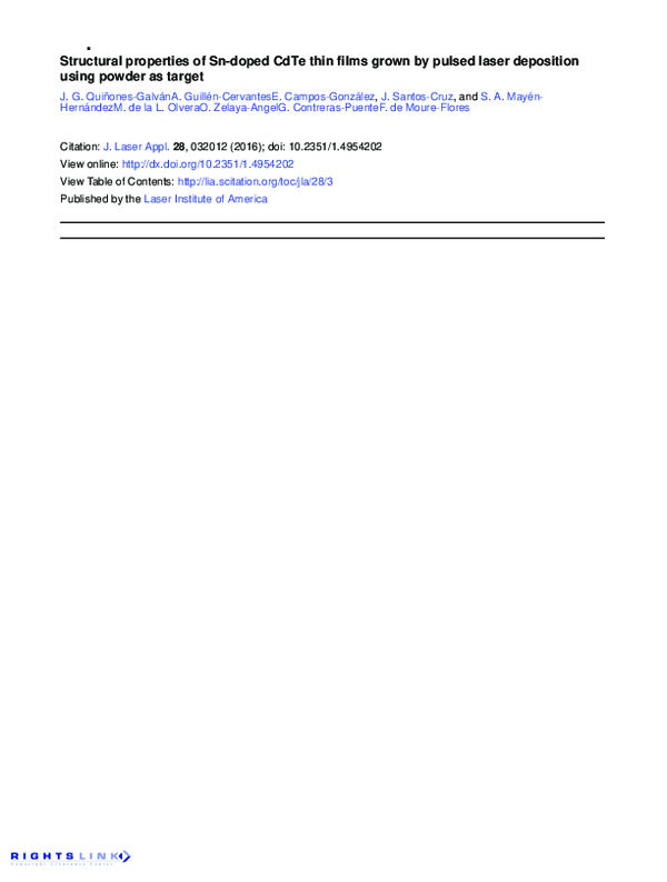 (PDF) Structural properties of Sn-doped CdTe thin films grown by pulsed ...