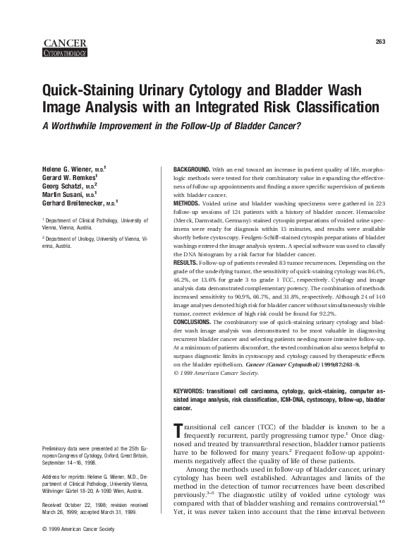 (PDF) Quick‐staining urinary cytology and bladder wash image analysis