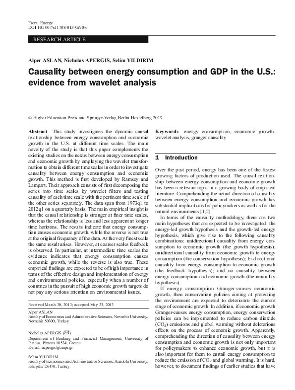 (PDF) Causality between energy consumption and GDP in the U.S ...