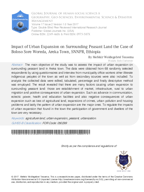 (PDF) Impact of Urban Expansion on Surrounding Peasant Land the Case of ...