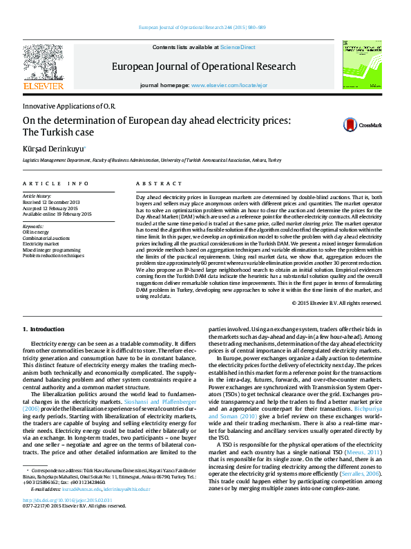 (PDF) On the determination of European day ahead electricity prices ...
