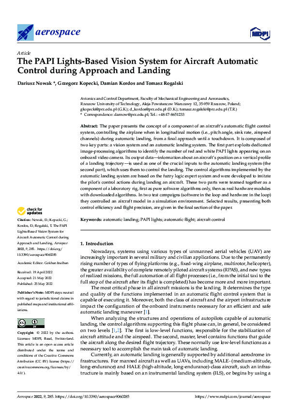 (PDF) The PAPI Lights-Based Vision System for Aircraft Automatic ...