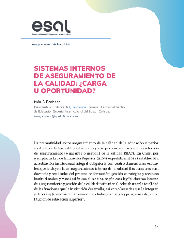 (PDF) Sistemas Internos de Aseguramiento de la Calidad: ¿Carga u ...