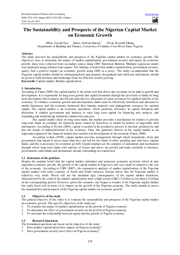 (PDF) The Sustainability and Prospects of the Nigerian Capital Market ...