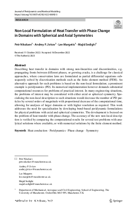 (PDF) Non-Local Formulation of Heat Transfer with Phase Change in ...