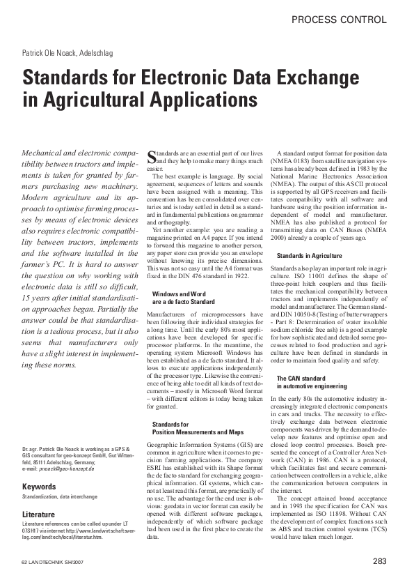 (PDF) PROCESS CONTROL Standards for Electronic Data Exchange in ...