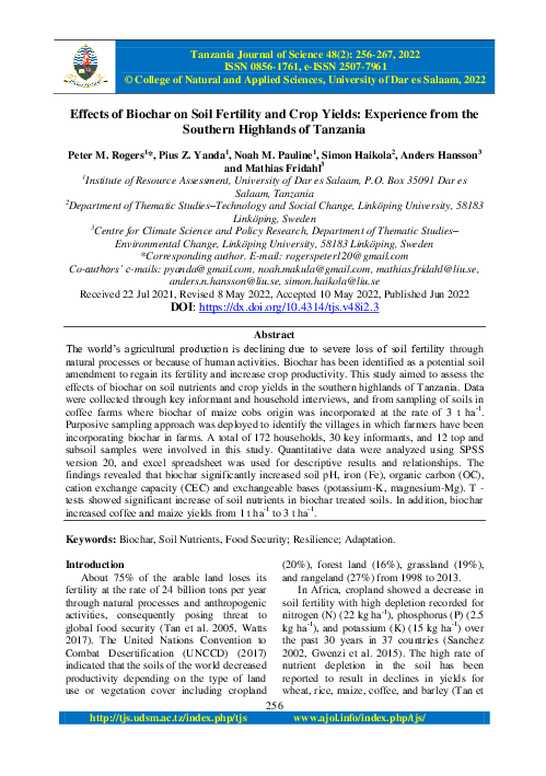 (PDF) Effects of Biochar on Soil Fertility and Crop Yields: Experience ...