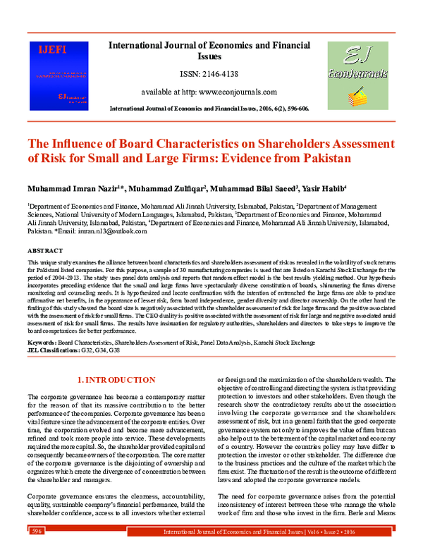 (PDF) The Influence of Board Characteristics on Shareholders Assessment ...