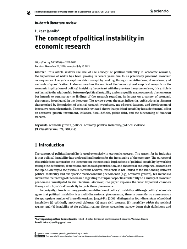 (PDF) The concept of political instability in economic research