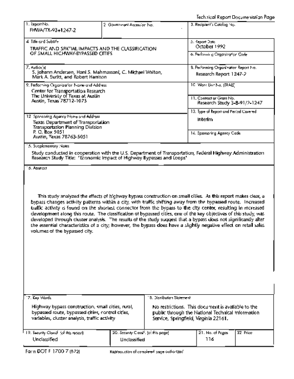 (PDF) Traffic and Spatial Impacts and the Classification of Small ...