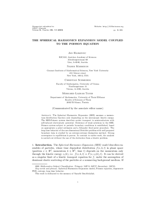 (PDF) The Spherical Harmonics Expansion model coupled to the Poisson ...