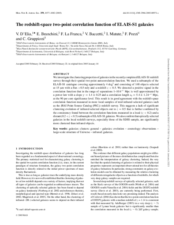 (PDF) The redshift-space two-point correlation function of ELAIS-S1 ...