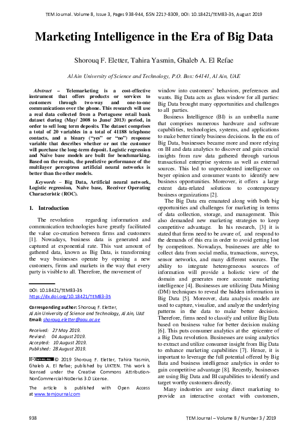 (PDF) Marketing Intelligence in the Era of Big Data