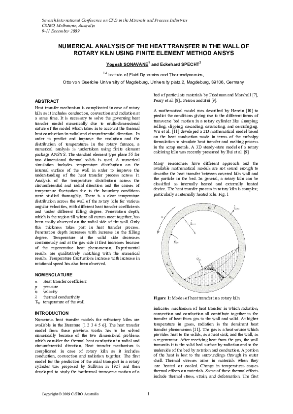 (PDF) Numerical Analysis of the Heat Transfer in the Wall of Rotary ...