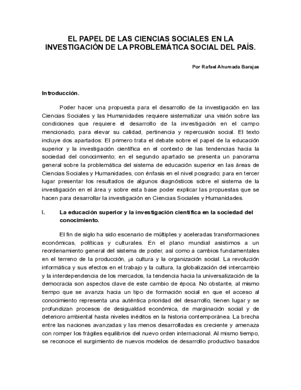 (PDF) El papel de las ciencias sociales en la investigación de la ...