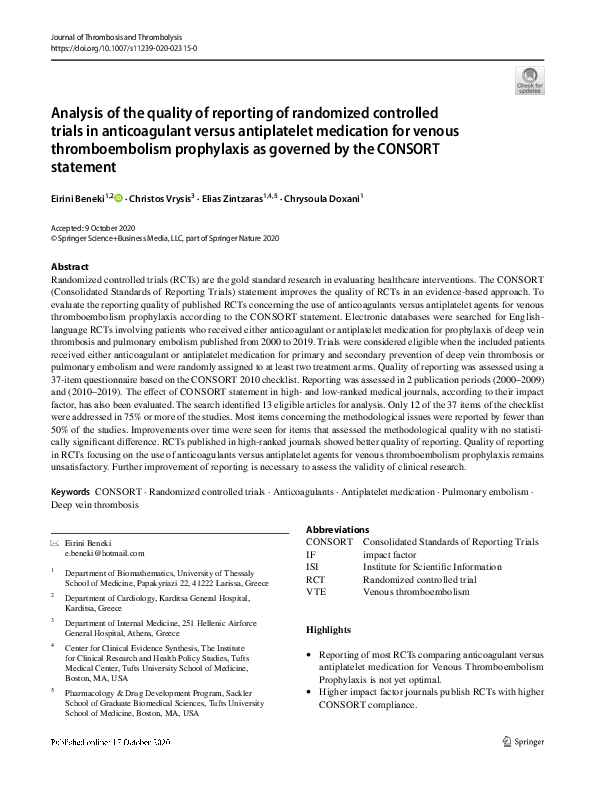 (PDF) Analysis of the Quality of Reporting of Randomized Controlled ...
