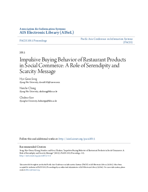 (PDF) Consumers’ impulsive buying behavior of restaurant products in ...
